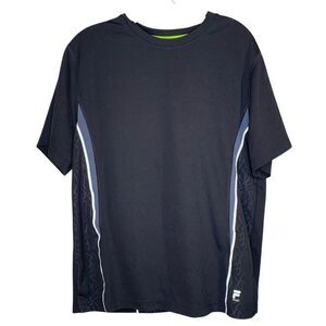 Fila Sport Men's Running Shirt Black Performance Wear Size Large Short Sleeve